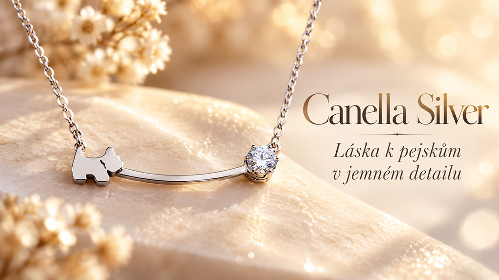 Canella Silver – dámský ocelový náhrdelník s pejskem a zirkonem (1)_1